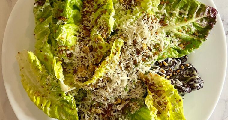 Roasted Garlic Caper Caesar Salad